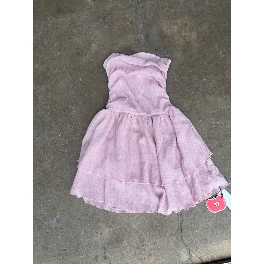 Cider Pink Strapless Mini Dress Smocked Tiered Ruffle Tube Dress Small NWT
